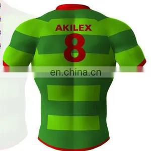 100% Polyester Custom Sublimation Striped Rugby Jersey Show Your Body thumbnail-4