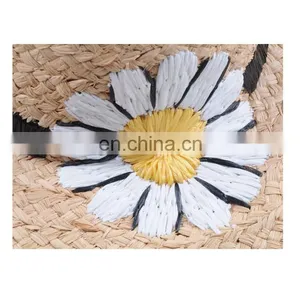 Wholesale Beautiful Women Fashion Bulk Raffia Straw Hat With Sunflower Headwrap thumbnail-3
