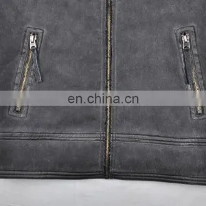 2015 Lastest Fashion Mens Stylish Warm Lamb Nappa Leather Jacket thumbnail-4