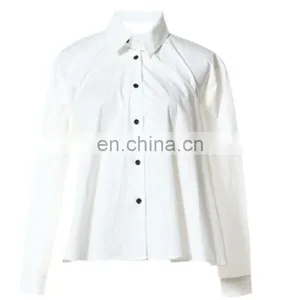 Wholesale Custom White Plain Ladies Office Shirt With 100% Cotton thumbnail-2