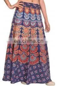 Indian GYPSY Handmade Cotton Long Skirt Boho Wrap Around Mandala Sarong Block Print Hippie Skirt Dress Wholesale thumbnail-2
