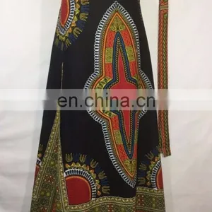 African Wax Ankara Dashiki Print Women Wrap Skirts Dashiki Maxi Long Full Skirt thumbnail-2