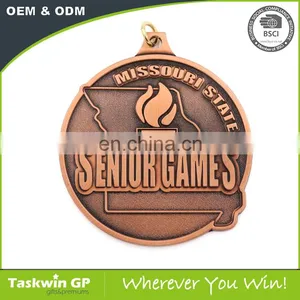 Gold Silver Bronze Senior Game Sports Award Medallion Custom Metal Medals thumbnail-3