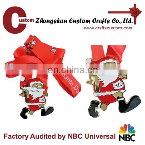 Factory Custom Running Santa Christmas Medal thumbnail-1