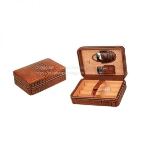 Custom Brown Leather Collection 12 Count Travel Cigar Humidor Best Cigar Humidifier 12 Count Cigar Humidor thumbnail-1