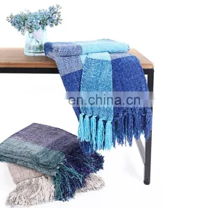 Fashion Soft Ombre Blue 100%Polyester 50''x60'' Throw Blanket With Tassels thumbnail-6