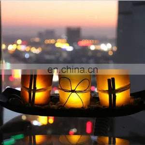 2020 Europe Stylish Hot Seller Amazon Battery Led Light Glass Dinner Decoration Swirling Glitter Candle Holder thumbnail-3