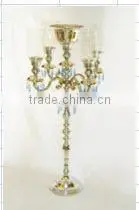 Hurricane Lamp Candlestick Candelabra With Hanging Crystals thumbnail-1