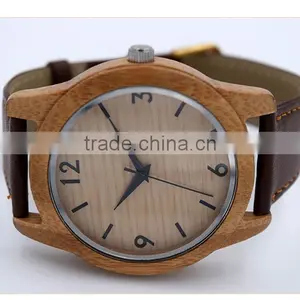 Wholesale Customized Personalized Fashion Wood Case Watch Men Custom Logo Wrist Watch With Leather Band thumbnail-3