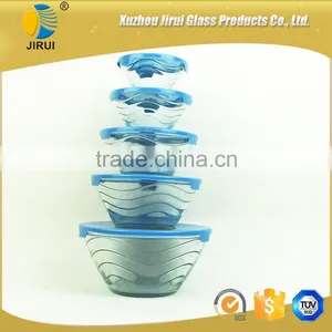 Heat Resistant Bule 5 Pcs Glass Bowls Set thumbnail-3