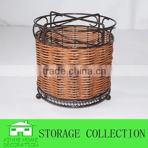 Handmade Kitchen Wicker & Wire Utensil Holder thumbnail-1