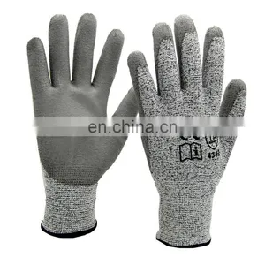 Great Grip En388 4544 Hppe PU Coated Construction Glove Cut Resistant Level 5 Work Safety Gloves for Construction thumbnail-3