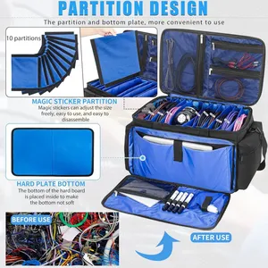 Cable File Bag With Detachable Dividers, DJ Gig Bag Cord Organizer Case thumbnail-4