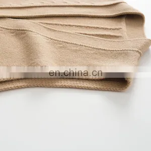 Brand New Custom Sleeveless V-Neck Cardigan Vest Women Knitted Cashmere Woolen Casual Style Embroidered Logo Button Back thumbnail-5
