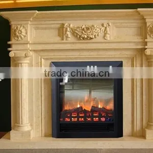 Western Style Antique Indoor Egypt Yellow Marble Fireplaces thumbnail-2