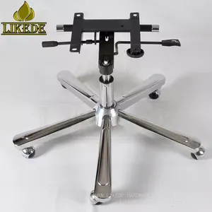 5-Leg Swivel Chair Base Iron Steel Chrome Adjustable Metal Height Office Leisure Outdoor Living Room Workshop Laundry Leg thumbnail-3