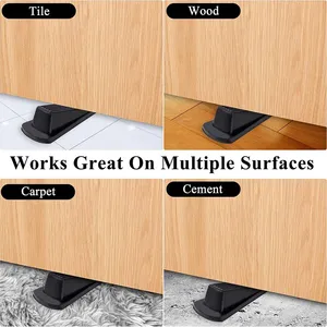 4 Pack Door Stoppers, Rubber for Bottom of Door, Rubber Door Stopper Wedge, Sturdy Stackable Door Stops for Floor thumbnail-3