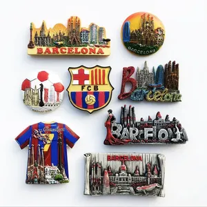 Wholesale Price Yiwu Market Personalized Spain Barcelona Tourist Souvenirs Custom 3D Embossed Poly Resin Polyresin Fridge Magnet Factory thumbnail-1