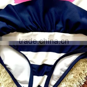 White and Black Stripes Children Swimwear,with a Customized Printing on Front, One Piece Kids Swimsuit,girls Swimwear thumbnail-4