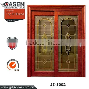 Equal Double Leaf Birch Solid Wood Glass Corridor Door thumbnail-1