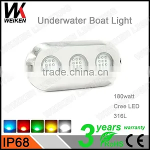 Waterproof Stainess Steel Wholesale Led Underwater Lights Crees 180w 12v Led Navigation Lights Marine Swimming Pool Yacht thumbnail-1