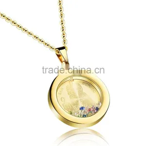 316L Stainless Steel Good Quality Cubic Zircon 24k Gold Pendant thumbnail-2