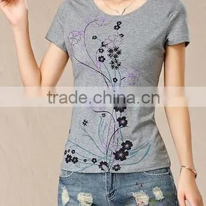 Summer Big Yards of Cotton Embroidered Folk Women's T-shirt of Women Knitting t Shirt thumbnail-1