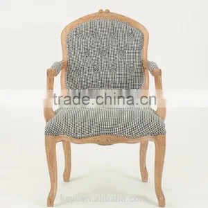 Upholstered Hand Carved Fancy Retro Style Living Room Chair/Vintage French Style Wood Armchair (CH-923-Oak ) thumbnail-2