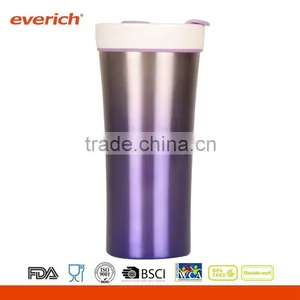 14oz / 400ml Double Wall Colorful Coffee Ceramic Mug With Cover With S/S Outside thumbnail-4