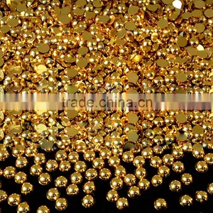 Electroplate Gold & Silver Acrylic Half Round Pearl Nail Art Rhinestone Decoration thumbnail-3