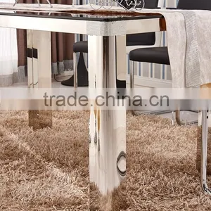 High-glass Glass Top Stainless Steel Base 4 Piece Dinign Set With Chairs thumbnail-4
