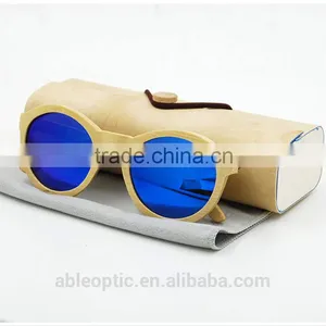 Round Cool 2016 Vogue UV400 Blue Mirror Lens Custom Italy Design Bamboo Wooden Polarized Sunglasses CE Supplier's Choice thumbnail-5