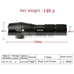 Powerful LED Light Camping Usage USB Rechargeable Flashlight thumbnail-3