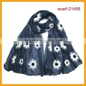 Cotton Small Flowers Embroideried Scarfs thumbnail-1