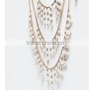 Latest High-end Gold Muti-layer Tassels Paerls Bead Necklace Body Jewelry Sex Body Chain thumbnail-4