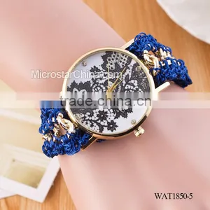 DIY Hand Made Woven Chain Black Flower Fashion Lady Watch thumbnail-5