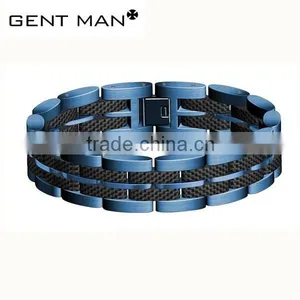 10 mm Wide Blue 316L Stainless Steel Bracelet for Men Most Popular Products Bracelet thumbnail-1
