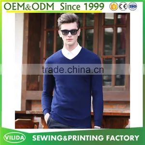 Custom Winter Mens 100% Woolen Knitted Sweater New Design V Neck Blank Knitted Sweater thumbnail-1