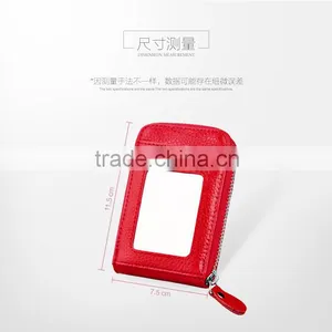 Genuine Leather Card Holder 13 Cards Leather Wallet Metal Zipper Purse thumbnail-5