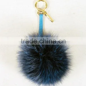 Hot Sales Fashion Rabbit Fur Ball With Carabiner Keychain, Fox Fur Ball Keychain, Fluffy Ball Keychain thumbnail-1