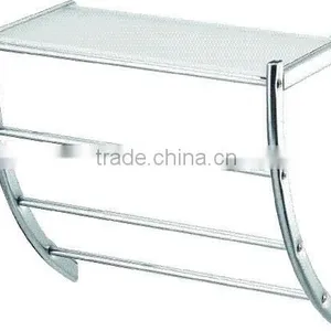 Arc Shaped Metal Hanging Wall Mounted Fog Glass Shelf 4 Towel Rail Bathroom Rack thumbnail-1