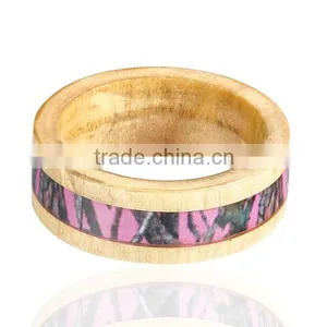 Real Wooden Ring, Wooden Ring With Pink Camouflage Inlay thumbnail-3