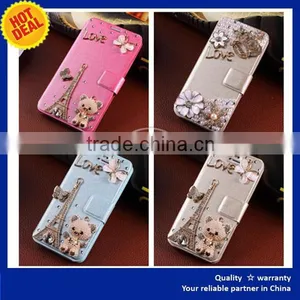 KLT Diamond Bling Leather Fold Wallet Case Cover for Cell Phone thumbnail-1