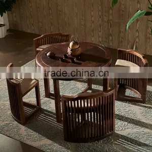 Modern Small Wooden Dining Table Set thumbnail-1