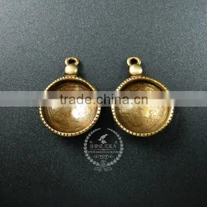 14mm Setting Size Vintage Alloy Bronze Round Bezel DIY Pendant Charm Bezels Tray 1411127 thumbnail-1