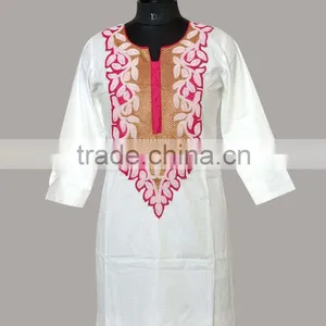 Embroidery Kurti Cotton Kurti Hand Embroidery Design Ladies Top thumbnail-1