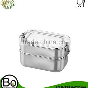 Stainless Steel Double Layered Lunch Box 170x120x80 mm thumbnail-1