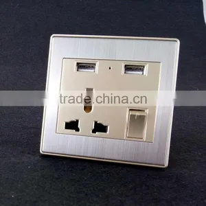 Stainless Steel Usb Wall Power Socket With Surge Protector thumbnail-3