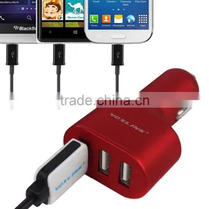 for Iphone 6 6s,Samsung,LG,Blackberry Use Travel Charger,3 Port USB Quick Charge 2.0 Car Charger,black/gold/red thumbnail-1