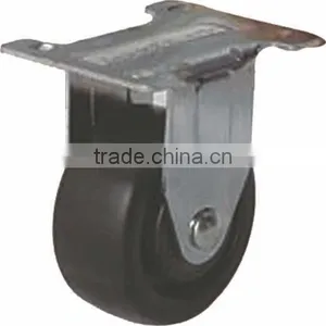 3" Inch Fixed Plate Rubber Caster ,caster.rigid Rubber Caster thumbnail-1